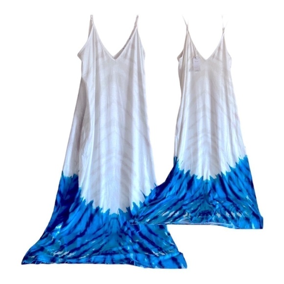 White/Blue Maxi Beach Maxi Plus Size 2X Bohemian Style Loose Fit Lounge Dres… - Picture 8 of 13